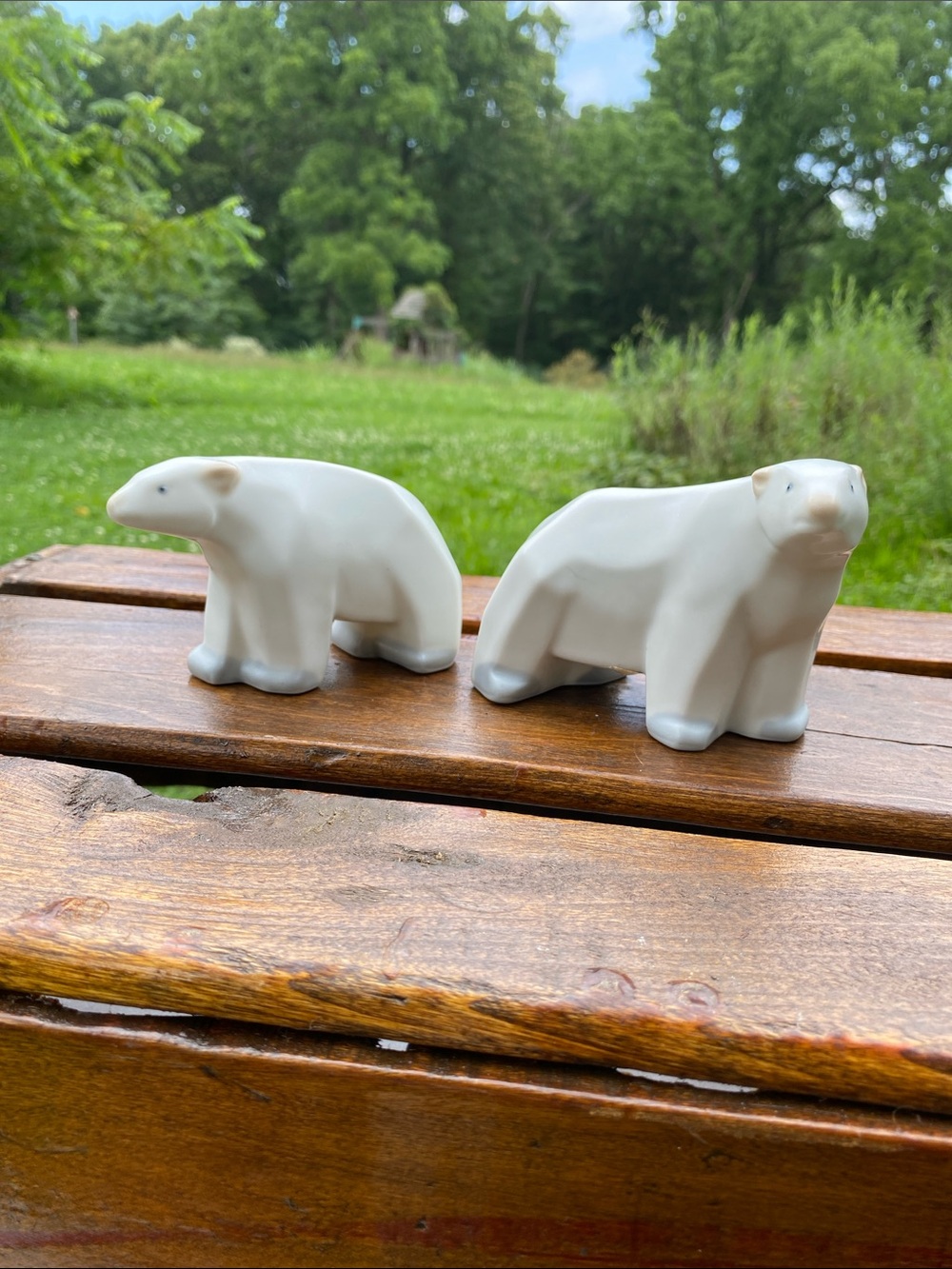 VTG Crowning Touch Japan (MCM) Cubist Porcelain Polar Bear Figurines # 7207 Pair